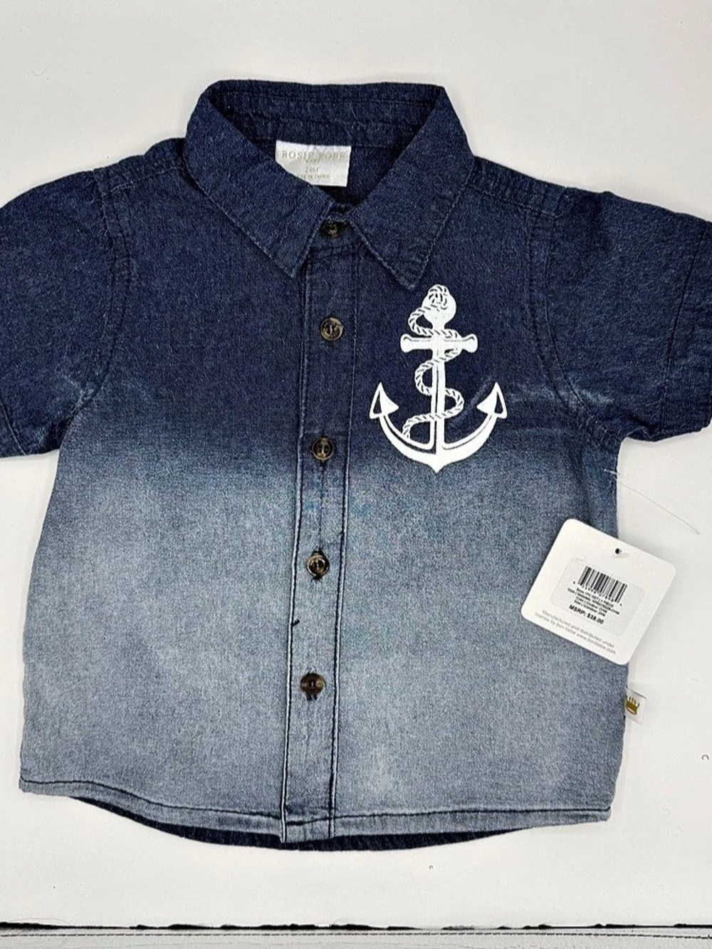 Rosie Pope Baby Boys' Denim-Style Shirt Size 24M NWT